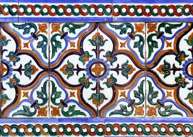 Moorish ceramic tiles in the Real Alcazar, Seville