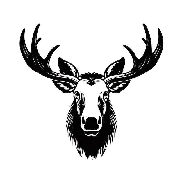 Moose Head Icon Wild Animal Silhouette Elk Logo Moose Symbol on White Background Generative AI Illustration