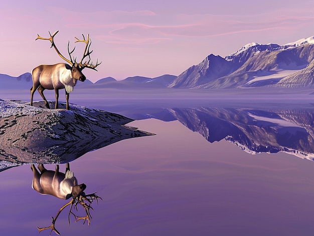 Photo a moose is on a rock with a mountain in the background