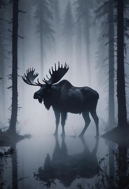 a moose with a moose in the woods