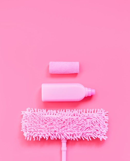 MOP, rag and detergent-pink set on pink. 