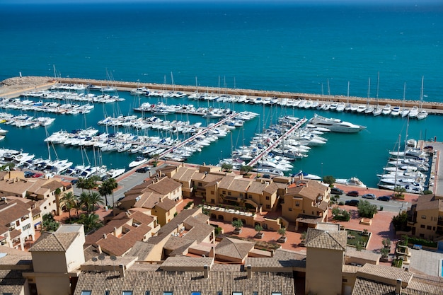 Moraira Club Nautico marina aerial view in Alicante