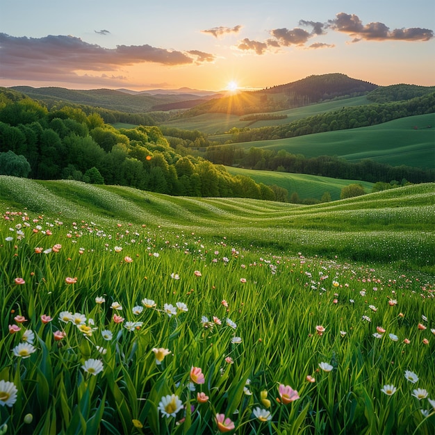 Photo moravia spring field landscape biobelts