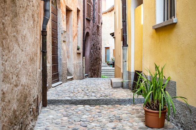 Morcote Ticino Switzerland May 21 2022 Narrow streets of beautiful Morcote cityscape