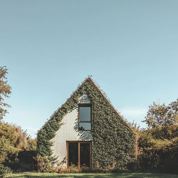 Photo moredn minimalistic white house with a greenery around