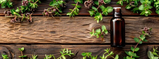 Photo moringa essential oil in a bottle selective focus