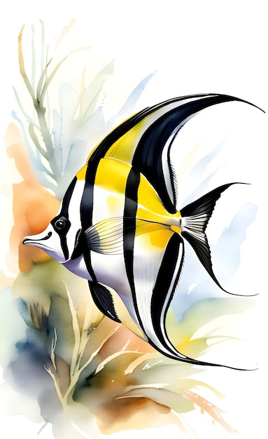 Morish idol fish watercolor illustration