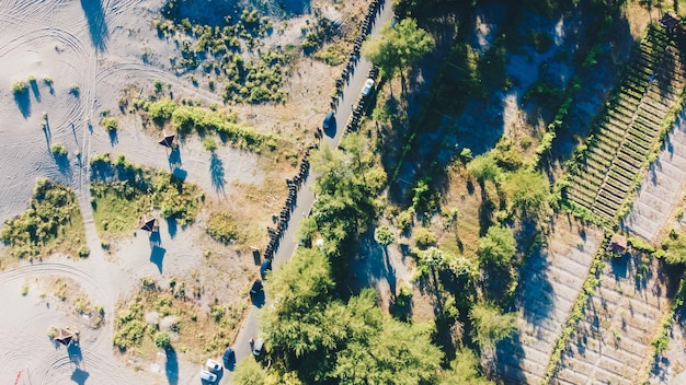 Morning aerial view around the sand dunes in Yogyakarta