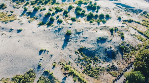 Morning aerial view around the sand dunes in Yogyakarta