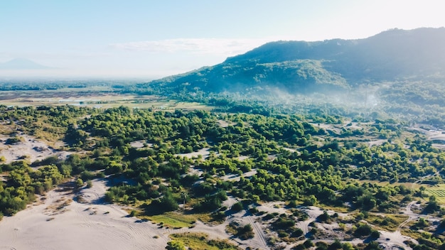 Morning aerial view around the sand dunes in Yogyakarta