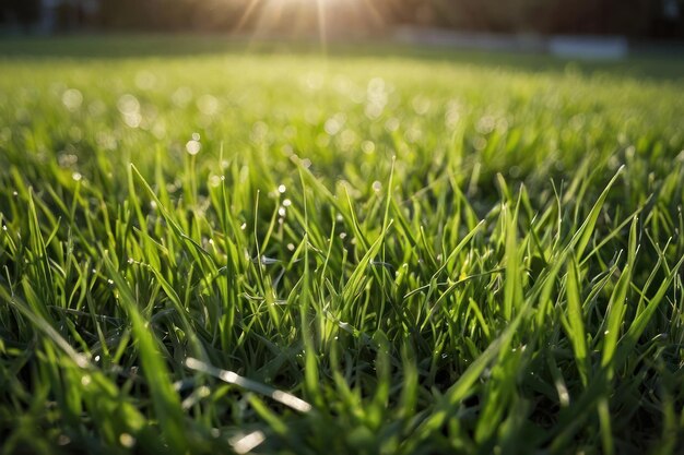 Morning Dew on Vibrant Green Grass