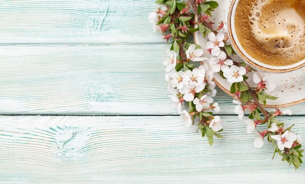 Morning espresso coffee cup on wooden table