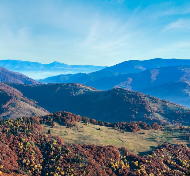 Morning fog in autumn Carpathian