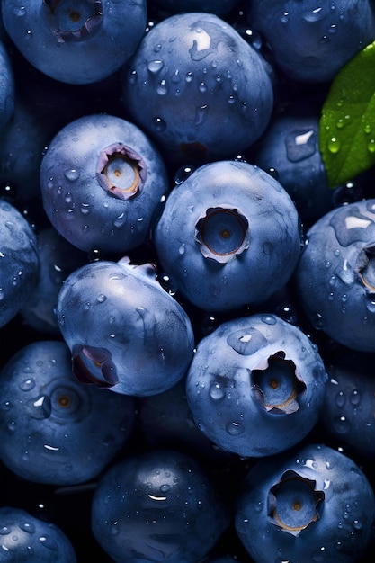 Morning Freshness Blueberries Clad in Dew