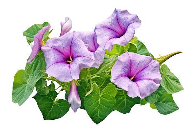 Morning glory flower tropical garden nature on white background