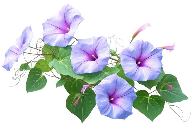 Morning glory flower tropical garden nature on white background