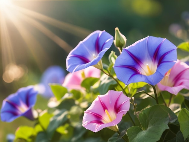 Photo morning glory flowers with a lovely background