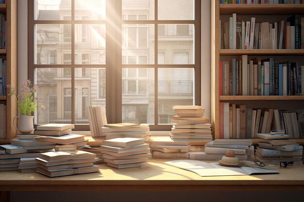 morning light books on window