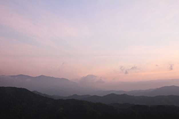 Morning Mist at Tropical Mountain Range, Thailand.