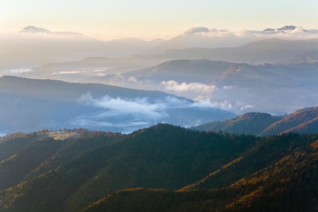 Morning misty autumn mountain landscape (Carpathian, Ukraine)