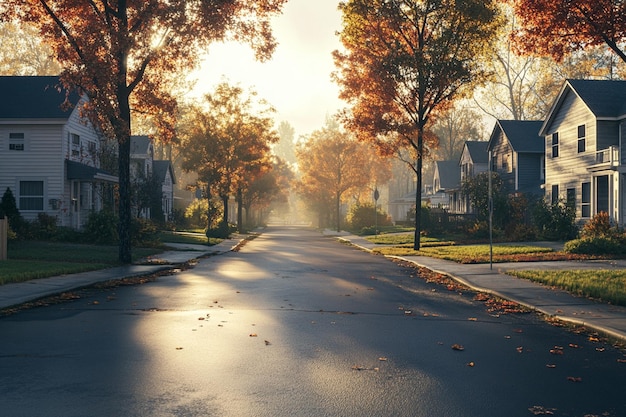 Morning run through a quiet neighborhood