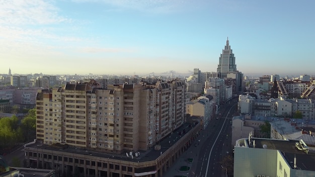 Morning scene of moscow aerial