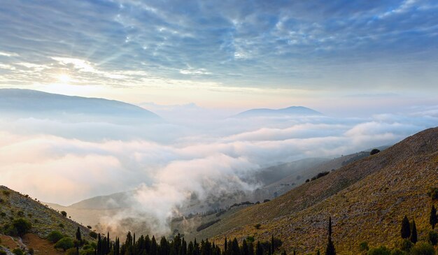 Morning summer mountain landscape Kefalonia Greece