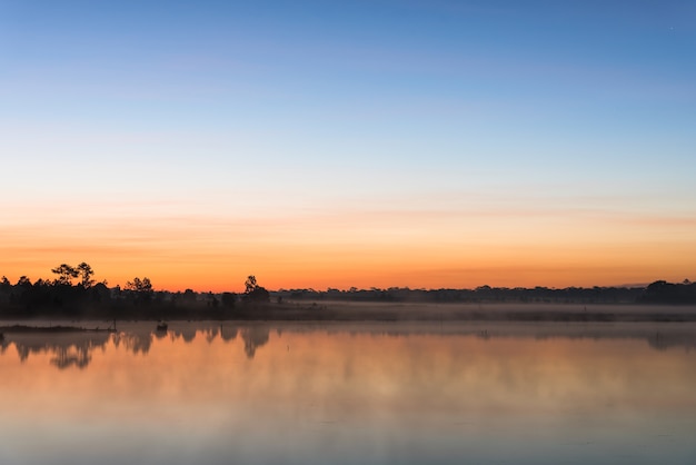 Morning sunrise over the lake 