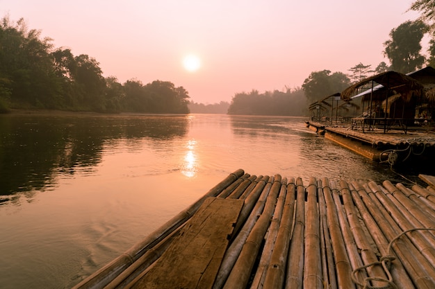 Morning sunrise at the rafting cottage terrace