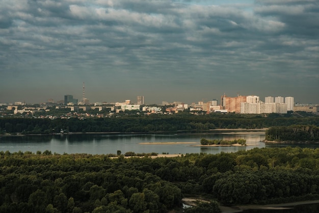 Morning view of Novosibirsk from above