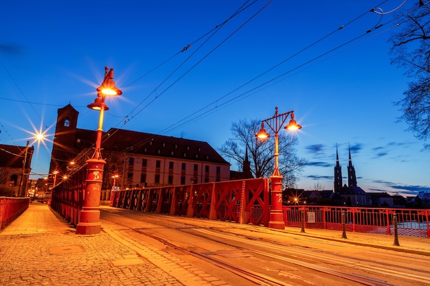 Morning view of the sights of the city of wroclaw in poland in spring