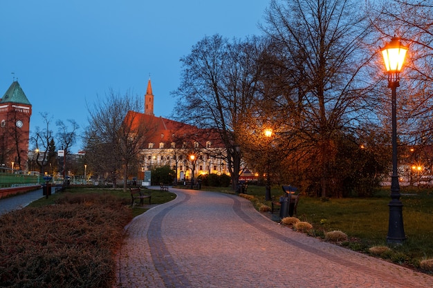 Morning view of the sights of the city of wroclaw in poland in spring