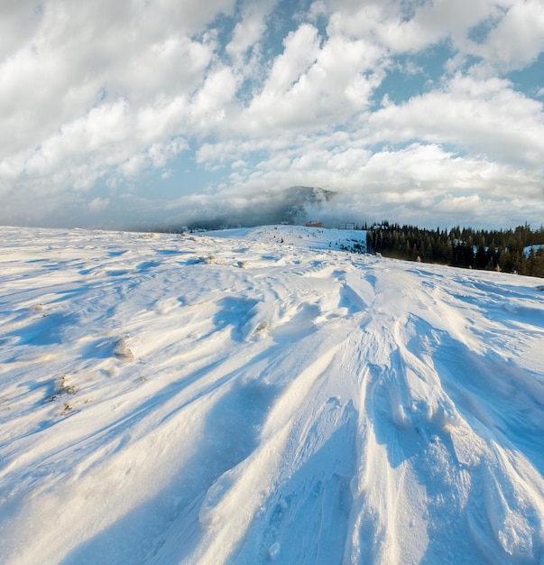 Morning winter mountain range Carpathian