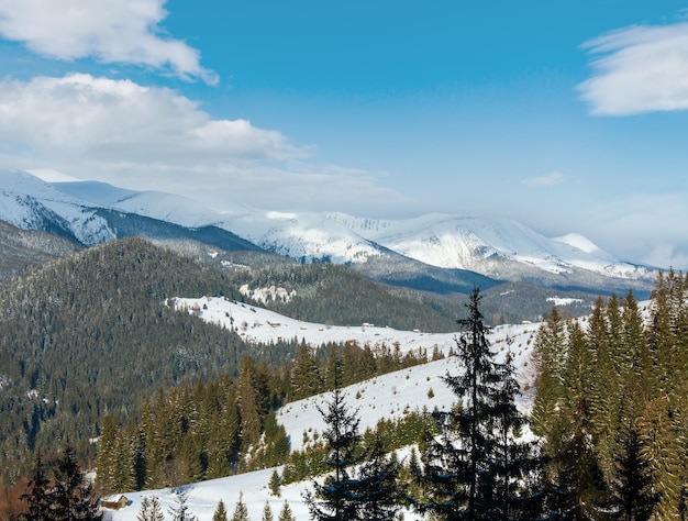 Morning winter mountain ridge