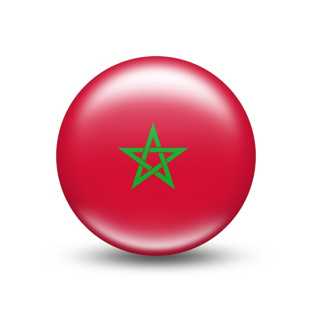 Morocco country flag in sphere with white shadow - illustration