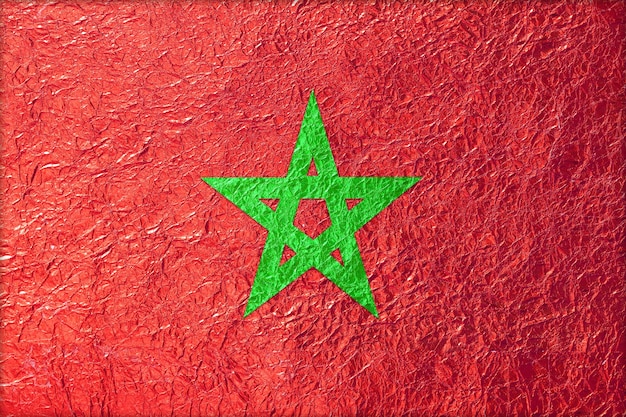 Morocco Flag made form foil texture background