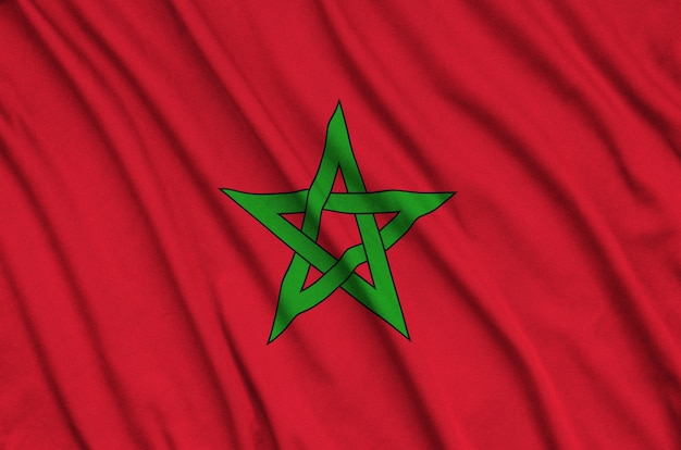 Morocco flag with many folds. 