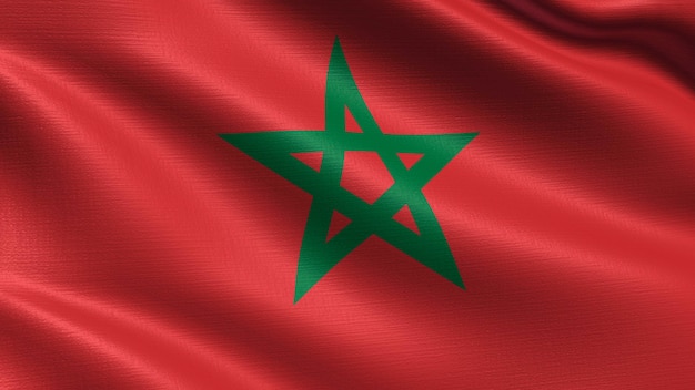 Morocco flag, with waving fabric texture