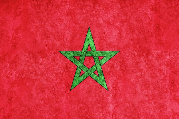 Morocco Metallic flag, Textured flag, grunge flag