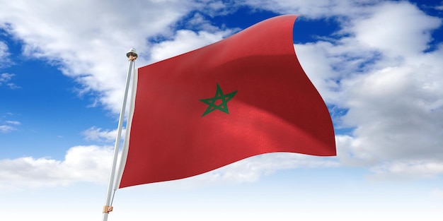 Morocco waving flag 3D illustration