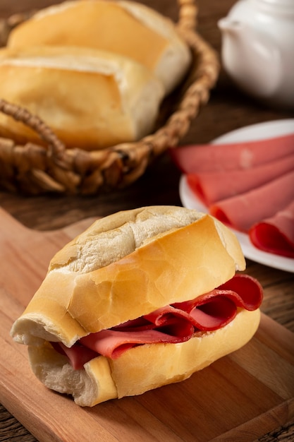 Mortadella bread sandwich Mortadella sandwich typical of Brazil