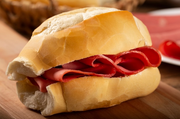 Mortadella bread sandwich Mortadella sandwich typical of Brazil