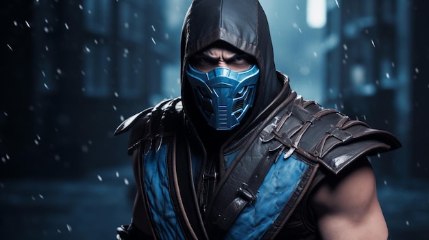 Photo mortal kombat subzero with computer server in ba ai generated art