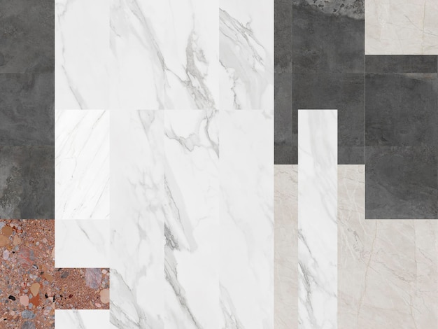 Mosaic background mixed of several natural stones or marble in a geometric shape