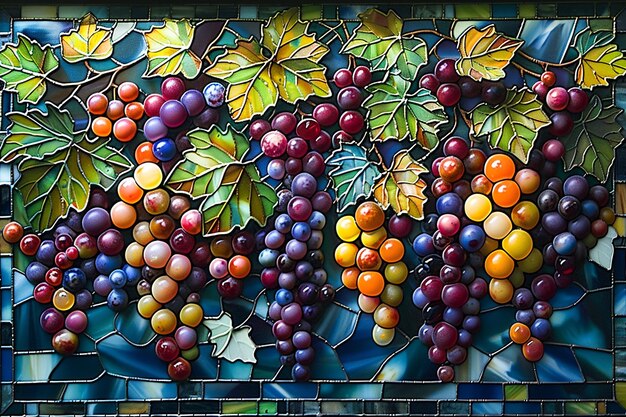 Photo a mosaic of fruit and berries is displayed on a wall