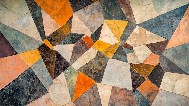 a mosaic of orange and brown tiles with a gold diamond pattern