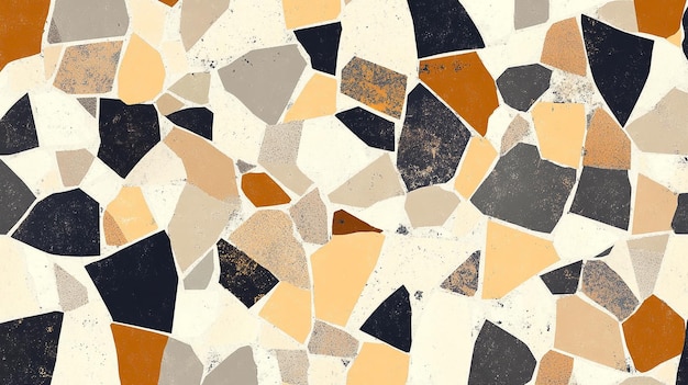 a mosaic of stones and stones with a gold and black pattern