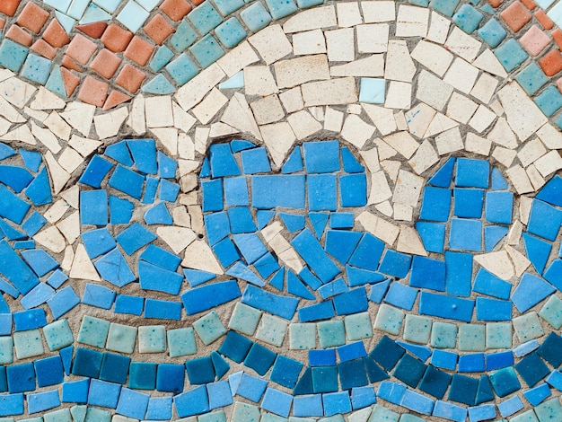 Mosaic with sea waves closeup