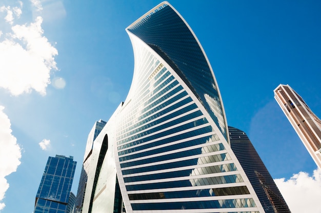 Moscow-City complex of buildings against the sky. Russia