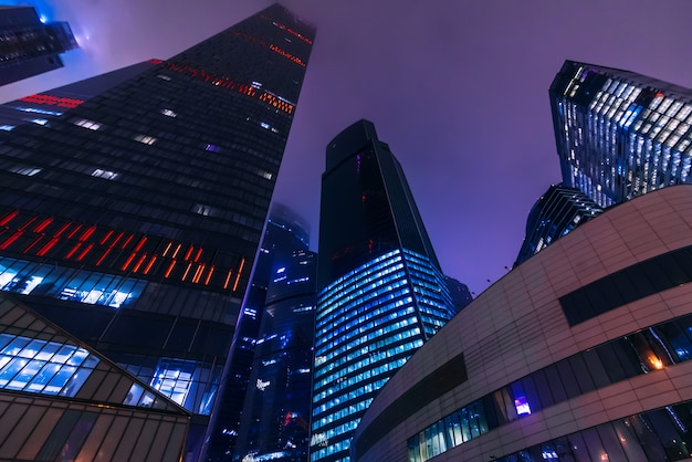 Moscow international business center Moscow-city on a dark night